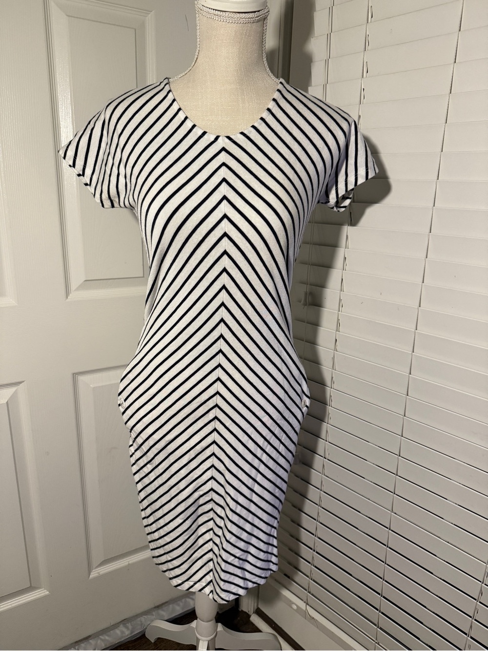 Barbour Black and White Striped Midi Dress Wedding Guest Dress